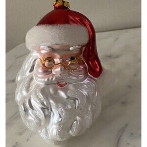 Santa Claus Ornament Blown Glass Vintage Old World Style Christmas Glasses